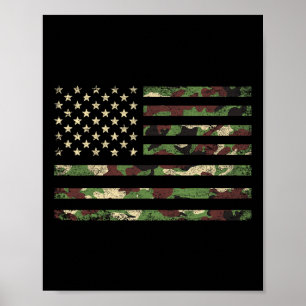 Póster Bandera Patriótica De EE. UU. 4 De Julio Camo Band