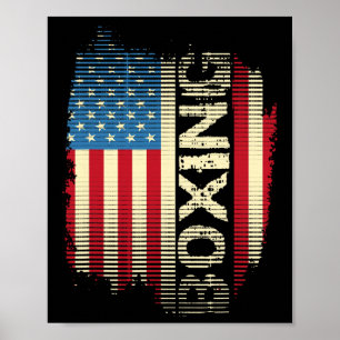 Póster Bandera Patriótica De EE. UU. Boxeo Kickboxing Kic