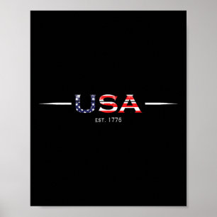 Póster Bandera Patriótica Establecida En 1776 4 De Julio