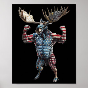 Póster Bandera Patriótica Estadounidense 4 De Julio Funny