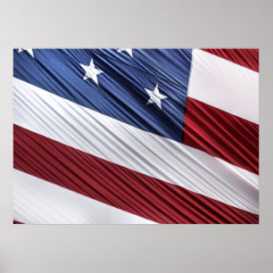 Póster Bandera Patriótica Estadounidense Roja, Blanca y A