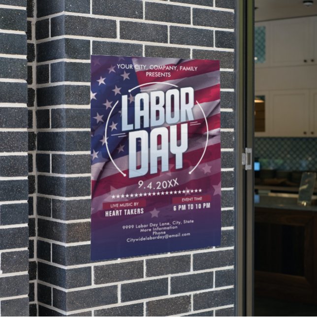 Póster Bandera personalizada de EE. UU. Celebración del D (Custom USA Flag Labor Day Celebration Event Poster)