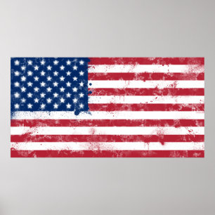 Póster Bandera pintada de manchas de Estados Unidos