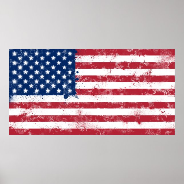 Póster Bandera pintada de manchas de Estados Unidos (Frente)