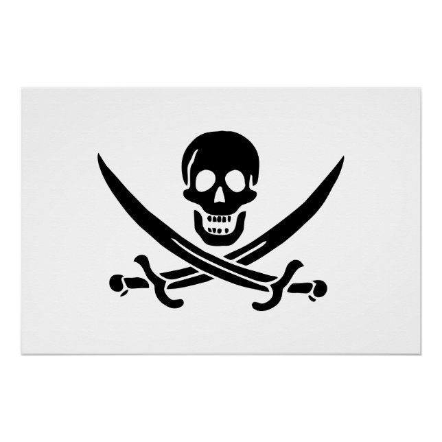 Póster Bandera Pirata Calavera Espadas Cruzadas (Anverso)