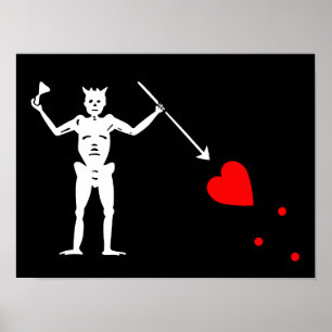 Póster Bandera pirata de barba negra