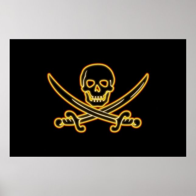 Póster Bandera pirata de Jolly Roger brillante (Frente)