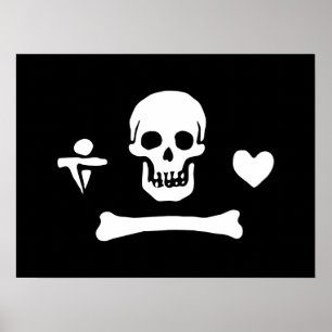 Póster Bandera pirata Stede Bonnet Jolly Roger