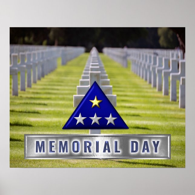 Póster Bandera plegada del Día de la Conmemoración (Frente)