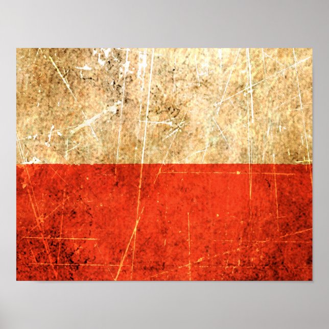 Póster Bandera polaca vintage y rota (Frente)