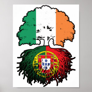 Póster Bandera portuguesa irlandesa de árboles