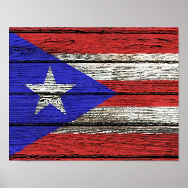 Póster Bandera puertorriqueña con efecto de lluvia de mad (Frente)