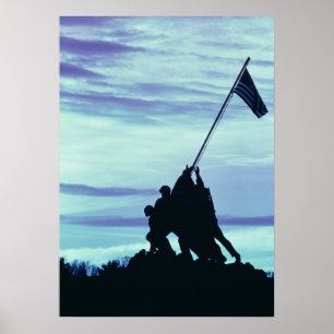 Póster Bandera que aumenta en el poster de Iwo Jima