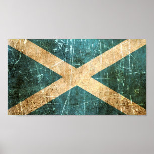 Póster Bandera rasguñada y llevada del escocés del