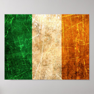 Póster Bandera rasguñada y llevada del irlandés del