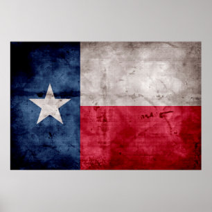 Póster Bandera resistida del estado de Tejas del vintage
