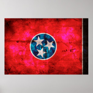 Póster Bandera resistida del estado de Tennessee del