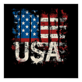 Póster Bandera Retro Americana USA 4 de julio