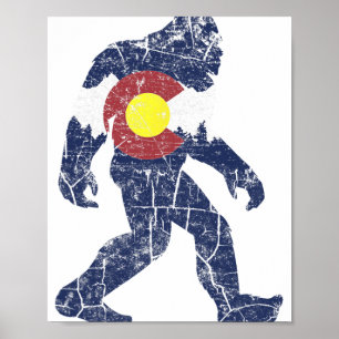 Póster Bandera retro del estado de Sasquatch Colorado Mon