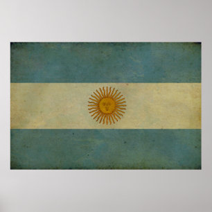 Póster Bandera retro vintage de Argentina