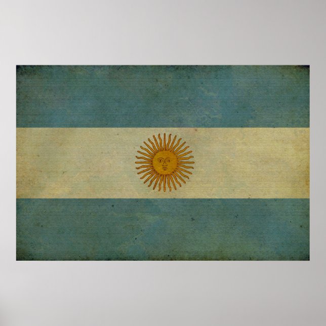 Póster Bandera retro vintage de Argentina (Frente)