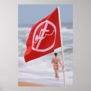 Póster Bandera roja en la playa — Florida