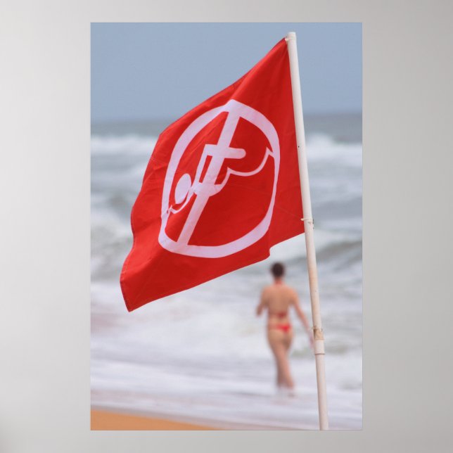 Póster Bandera roja en la playa — Florida (Frente)