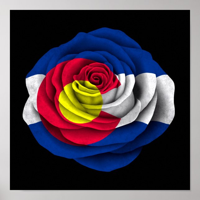 Póster Bandera Rosa de Colorado en negro (Frente)