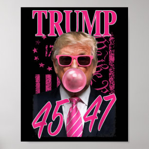 Póster Bandera rosa divertida Trump Bubble Gum 1776