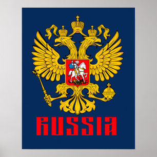 Póster Bandera rusa águila imperial ortodoxa rusa