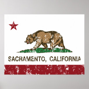 Póster bandera Sacramento de California apenada