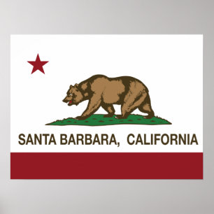 Póster Bandera Santa Barbara del estado de California