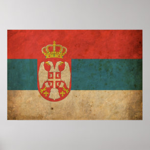 Póster Bandera serbia vintage