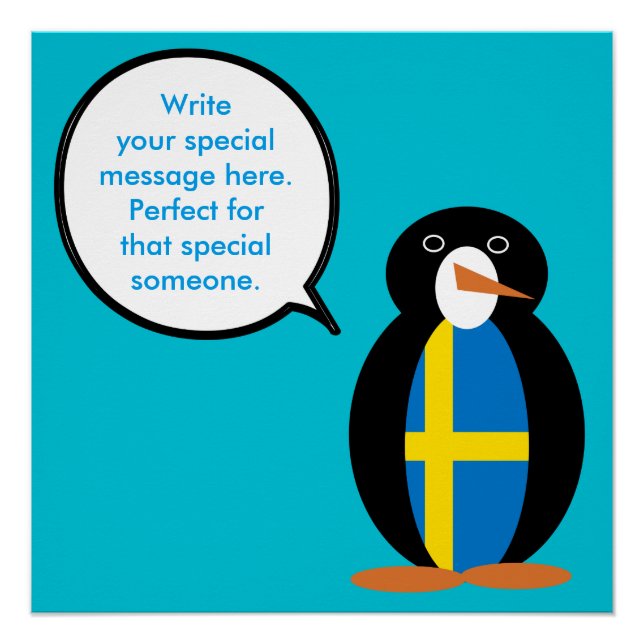 Póster Bandera sueca hablando de la Sra. Penguin personal (Anverso)