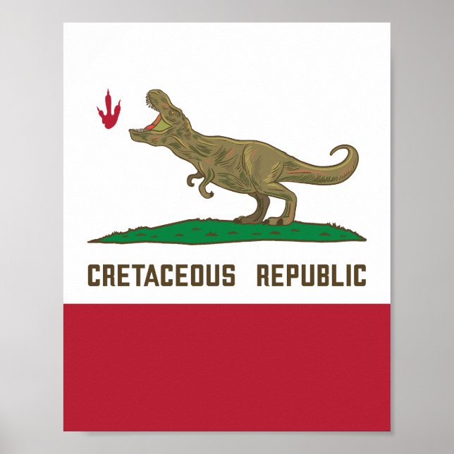 Póster Bandera T-rex dinosaurio de la República Cretácica (Frente)