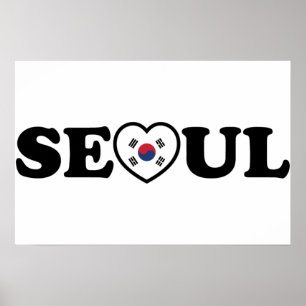 Póster Bandera Taegeukgi de Seoul Corazón de Amor