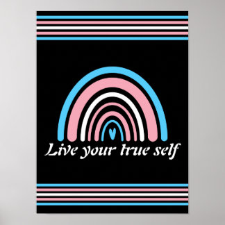 Póster Bandera transgénero LGBTQ: Vive tu verdadero yo mi