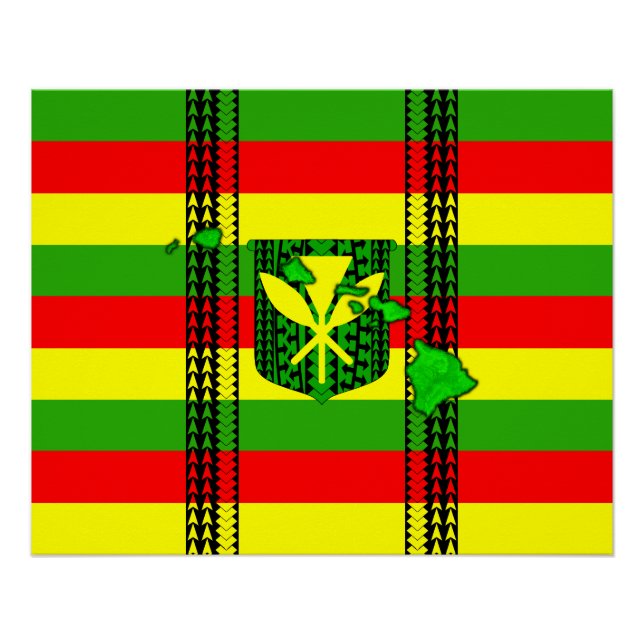 Póster Bandera tribal Kanaka Maoli (Anverso)