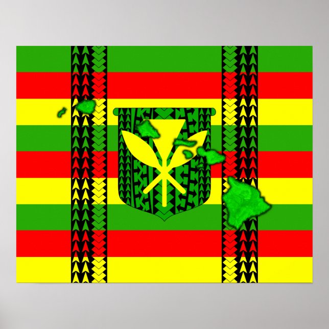 Póster Bandera tribal Kanaka Maoli (Frente)