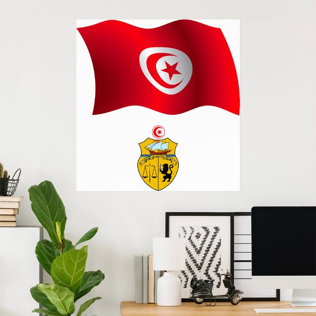 Póster Bandera tunecina y escudo de armas patriótico tune (Subido por el creador)