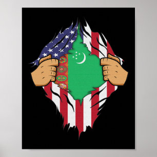 Póster Bandera turcomana Turkmenistán Hombres Niñas Regal
