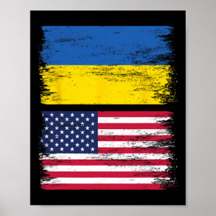 Póster Bandera ucraniana americana Ucrania Estados Unidos