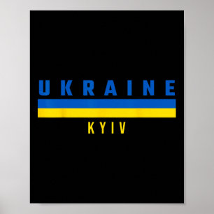 Póster Bandera ucraniana con texto Ucrania - Kiev en mayú