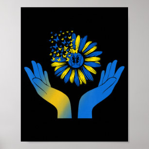 Póster Bandera ucraniana de la mariposa del girasol de ma