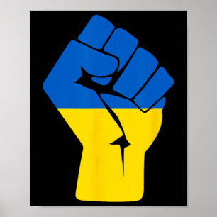 Póster Bandera ucraniana Ucrania Solidaridad Puño en Alto