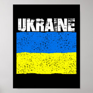 Póster Bandera ucraniana vintage con aspecto desgastado S