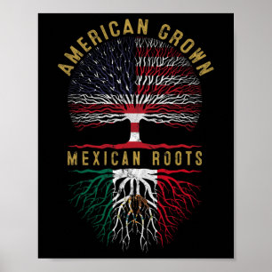 Póster Bandera Usa Árbol Afligido Crecido Americano Raíce