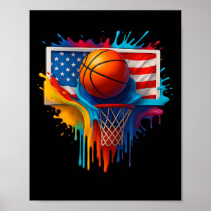 Póster Bandera Usa de Splash de Color de Teñido de Corbat