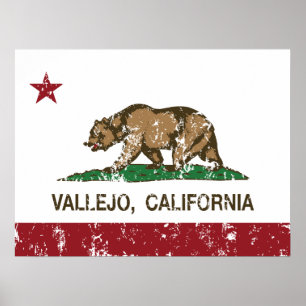 Póster Bandera Vallejo del estado de California