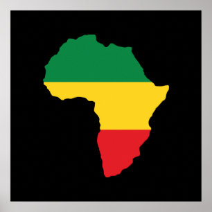 Póster Bandera verde, dorada y roja de África